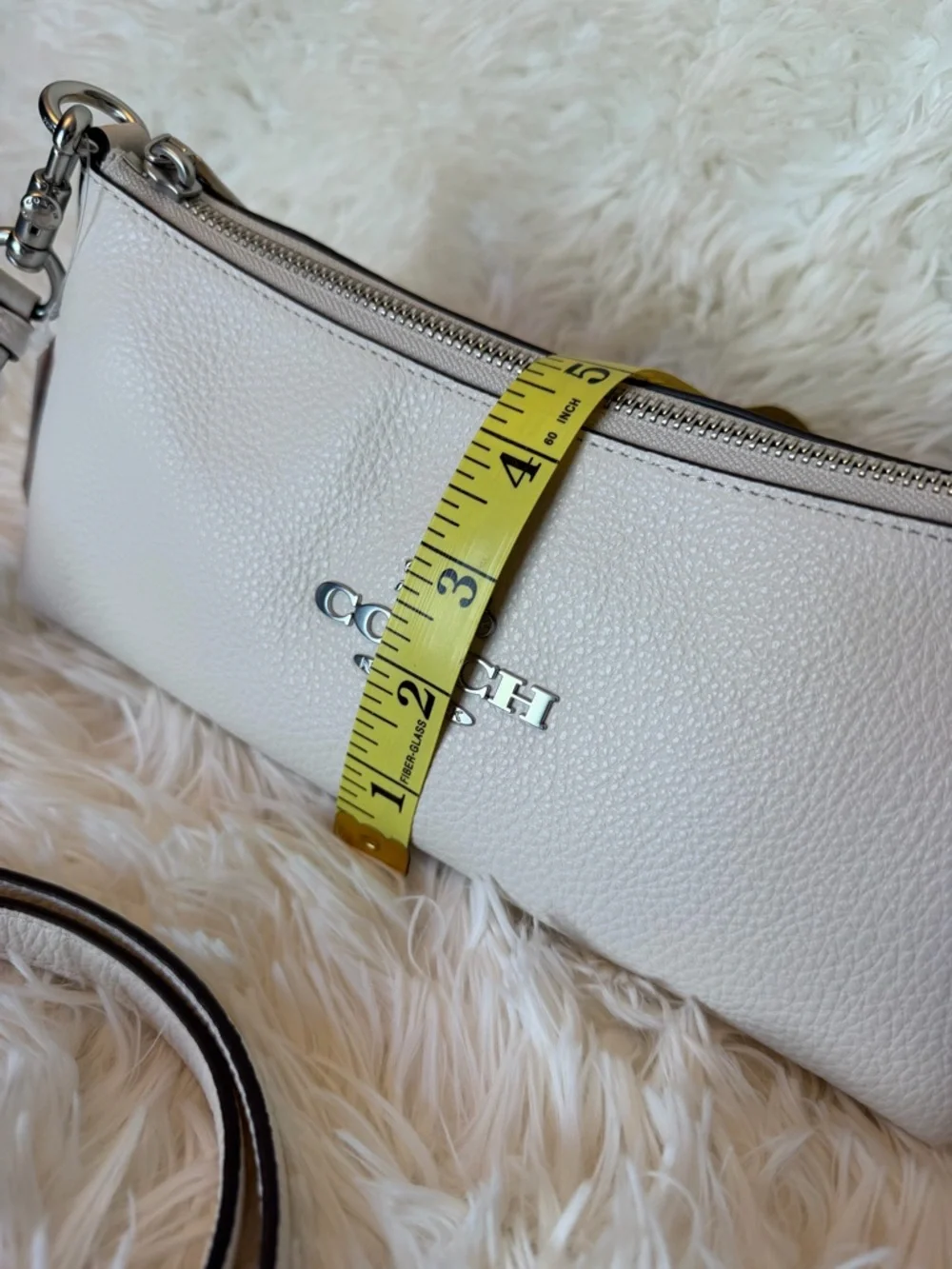 COACH Charlotte CL407 Chalk Pebbled Leather Detachable Strap, NWT, No Chain - Picture 10 of 15